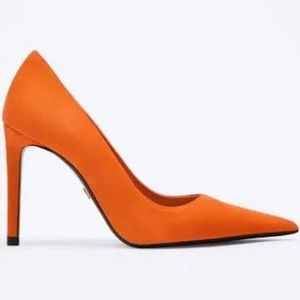 ZARA | Orange Suede Pointy Heel Shoes 39 fits 8